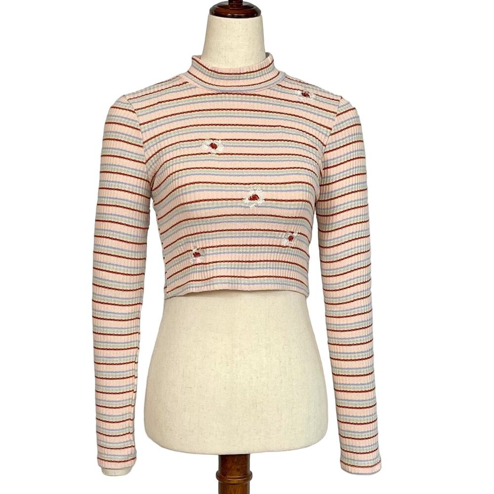 Nordstrom Originality Daisy Ribbed Cropped Turtleneck S Y2K NWOT